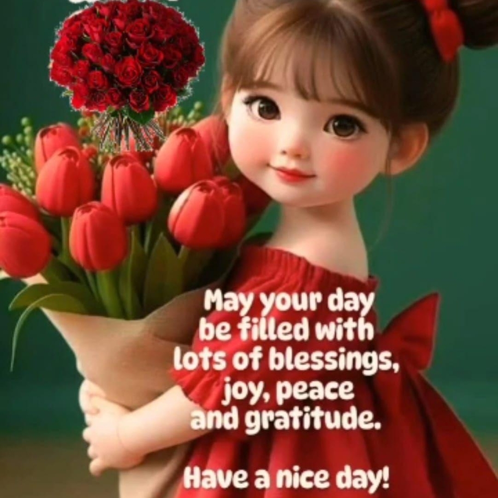 Red Dress Doll with Tulips